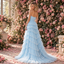 Dreamy Strapless Tulle Tiered Ruffle Slit Long Prom Party Dress,PDS118719