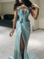 Sexy V-neck Sleeveless Side slit Mermaid Long Floor Length Prom Dress,PDS11495
