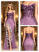 Purple 3D Butterfly Applique Glitter Tulle Mermaid Slit Evening Dress,PDS118621
