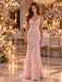 Glam Spaghetti Strap Lace V-Neck Mermaid Long Formal Prom Dress,PDS118721