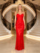 Red Smooth Satin Spaghetti Strap Corset Mermaid Long Prom Dress,PDS118623