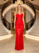 Red Smooth Satin Spaghetti Strap Corset Mermaid Long Prom Dress,PDS118623