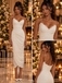 Chic Spaghetti Strap Chiffon Ruched Wrap Midi Evening Party Dress,PDS118722