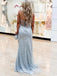 Sliver Sparkly Sweetheart Sleeveless Side Slit Mermaid Long Prom Dress,PDS11685