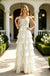 White Ruffle Flowy Chiffon Floral Tie Strap Tiered A-Line Long Evening Gown,PDS118625