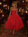 Bold Strapless Sleeveless Poplin Flared Midi Cocktail Party Dress,PDS118723