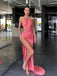 Sexy Halter Sleeveless Side slit Mermaid Long Floor Length Prom Dress,PDS11502