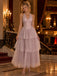 Vintage Halter Polka Dot Tulle Tiered A-Line Long Prom Dress,PDS118724