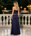 Navy Blue Off Shoulder Floral Two Piece Mermaid Long Formal Evening Gown,PDS118626