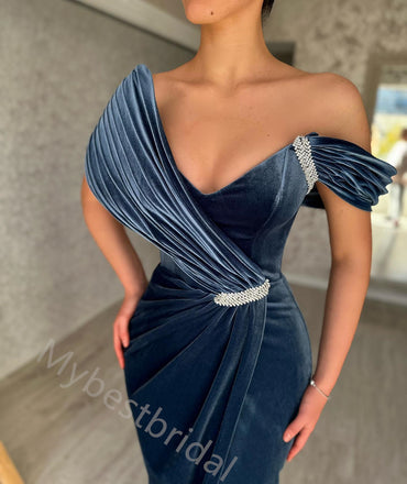 Sexy Off Shoulder Sleeveless Slit Mermaid Long Prom Dress,PDS11552