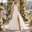 Glam Halter High Neck Satin A Line Wedding Dress With High Slit, WD0404