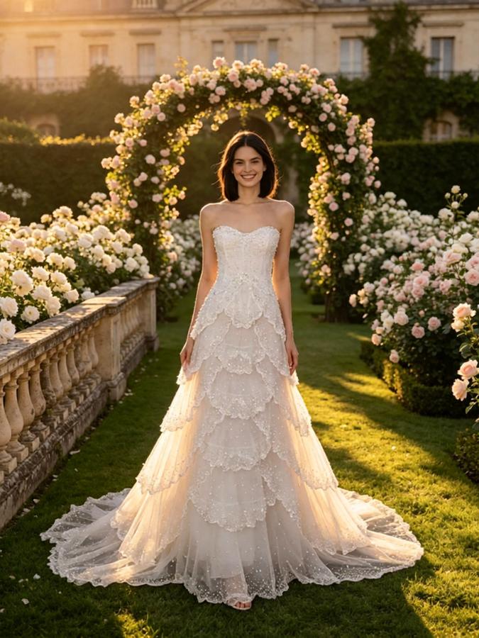 Pretty Sweetheart Strapless Tulle A-Line Floor Length Long Wedding Dresses, WD0368