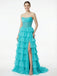 Cute Strapless Sleeveless Side Slit A-Line Ruffles Long Prom Party Dress,PDS11782