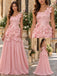 Pretty Pink Square Neck 3D Floral Chiffon A Line Prom Dress,PDS118816
