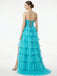 Cute Strapless Sleeveless Side Slit A-Line Ruffles Long Prom Party Dress,PDS11782