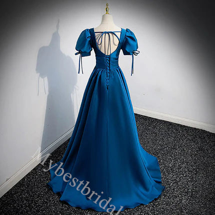 Elegant V-neck Cap Sleeves A-line Floor Length Long Prom Dress,PDS11569