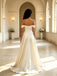 Luxury Off Shoulder Pleats Sleeveless Satin A-Line Floor Length Wedding Dresses, WD0386