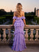 Lilac Off Shoulder Ruffles High-Low Chiffon Mermaid Long Prom Party Dress,PDS11832