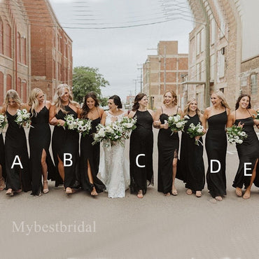 Mismatched Sexy V-neck Sleeveless Side slit A-line Bridesmaid Dressess, BDS0333