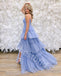 Elegant V-neck Sleeveless Side slit A-line Long Prom Dress,PDS1086