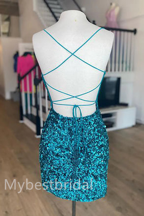 Sexy Spaghetti straps Sleeveless Sheath Short Mini Homecoming Dress,  HDS0105