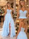 Luxury Lace Corset Spaghetti Strap Ruffled Chiffon Slit Long Prom Dress,PDS118749