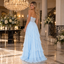 Luxury Lace Corset Spaghetti Strap Ruffled Chiffon Slit Long Prom Dress,PDS118749