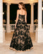 Black Lace Sweetheart Strapless Ballgown Tulle Formal Prom Dress,PDS118628