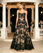 Black Lace Sweetheart Strapless Ballgown Tulle Formal Prom Dress,PDS118628