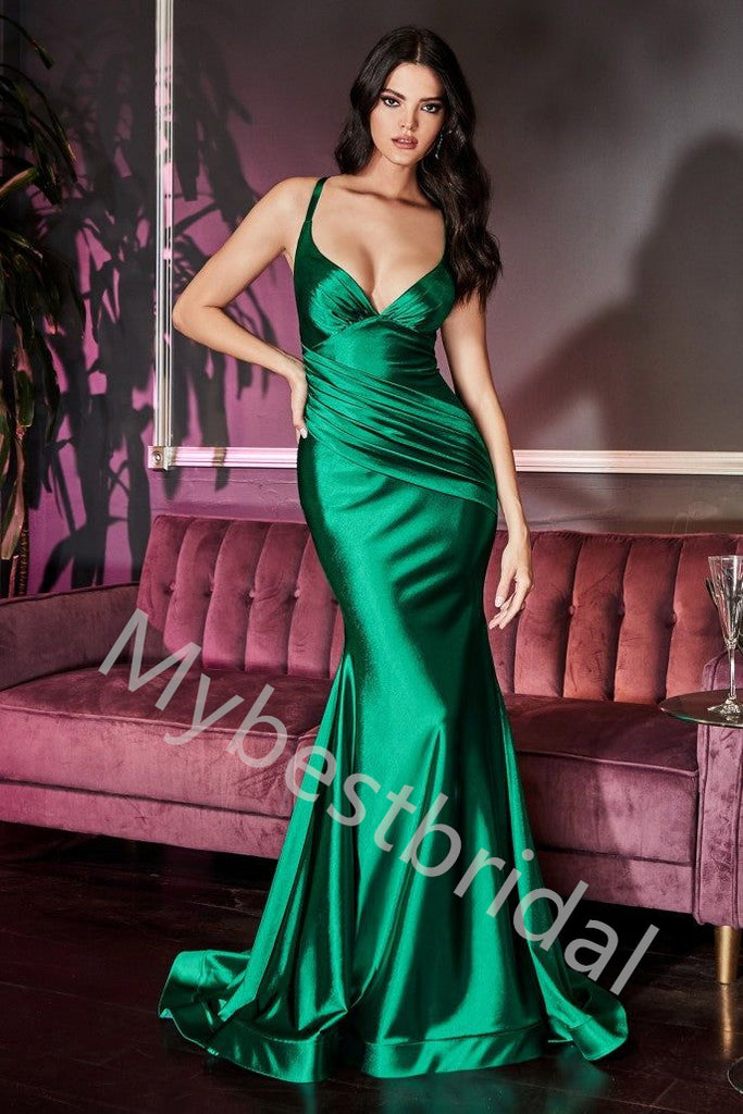 Sexy Spaghetti straps V-neck  Sleeveless Mermaid Long Prom Dress,PDS1092