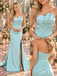 Glamorous Strapless Ruched Satin Mermaid Slit Long Evening Dress,PDS118751