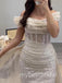 Sparkly Ivory Off Shoulder Sleeveless Mermaid Long Prom Dress,PDS11672