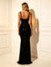 Black Sequin Corset V-Neck High Slit Fringe Midi Party Dress,PDS118632