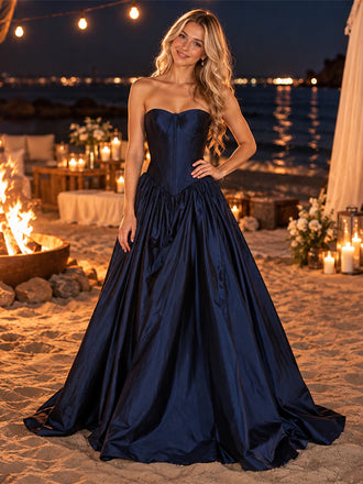 Luxurious Strapless Corset Satin Ball Gown Long Formal Party Dress,PDS118753