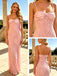 Blush Pink Spaghetti Strap Bow Lace Slim Long Prom Dress,PDS118633