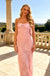 Blush Pink Spaghetti Strap Bow Lace Slim Long Prom Dress,PDS118633
