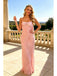 Blush Pink Spaghetti Strap Bow Lace Slim Long Prom Dress,PDS118633