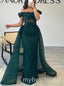 Emerald Off Shoulder Sleeveless Mermaid Long Prom Dress,PDS11686