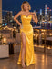 Chic Sweetheart Satin Ruched High Slit Appliqued Formal Prom Dress,PDS118755