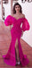 Elegant Off shoulder Long sleeves Mermaid Side slit  Long Floor Length Prom Dress,PDS1141