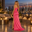 Bold One Shoulder Cutout Ruched Satin Mermaid Slit Evening Dress,PDS118756