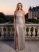 Elegant Ruched Strapless Sleeveless Side Slit Metallic Mermaid Long Prom Party Dress,PDS11833