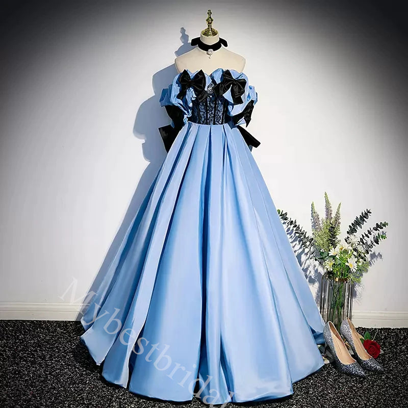 Elegant Strapless Sleeveless A-line Floor Length Long Prom Dress,PDS11570