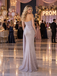Glam Silver Draped Neck Ombre Beaded Mermaid Prom Dress,PDS118546