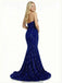 Sparkly Royal Blue Sweetheart Sleeveless Mermaid Long Prom Party Dress,PDS11762
