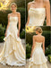 Beautiful Ruffles Pleats Sleeveless Satin A-Line Floor Length Long Wedding Dresses, WD0369