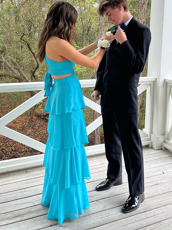 Sexy V-Neck Sleeveless Ruffles A-Line Floor Length Prom Party Dress,PDS11785