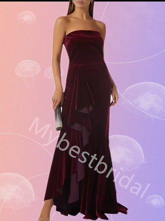 Elegant Strapless Sleeveless Sheath Long Prom Dress,PDS1129