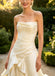 Beautiful Ruffles Pleats Sleeveless Satin A-Line Floor Length Long Wedding Dresses, WD0369