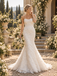 Luxury Strapless 3D Floral Lace Appliques Mermaid Bridal Wedding Gown, WD0405